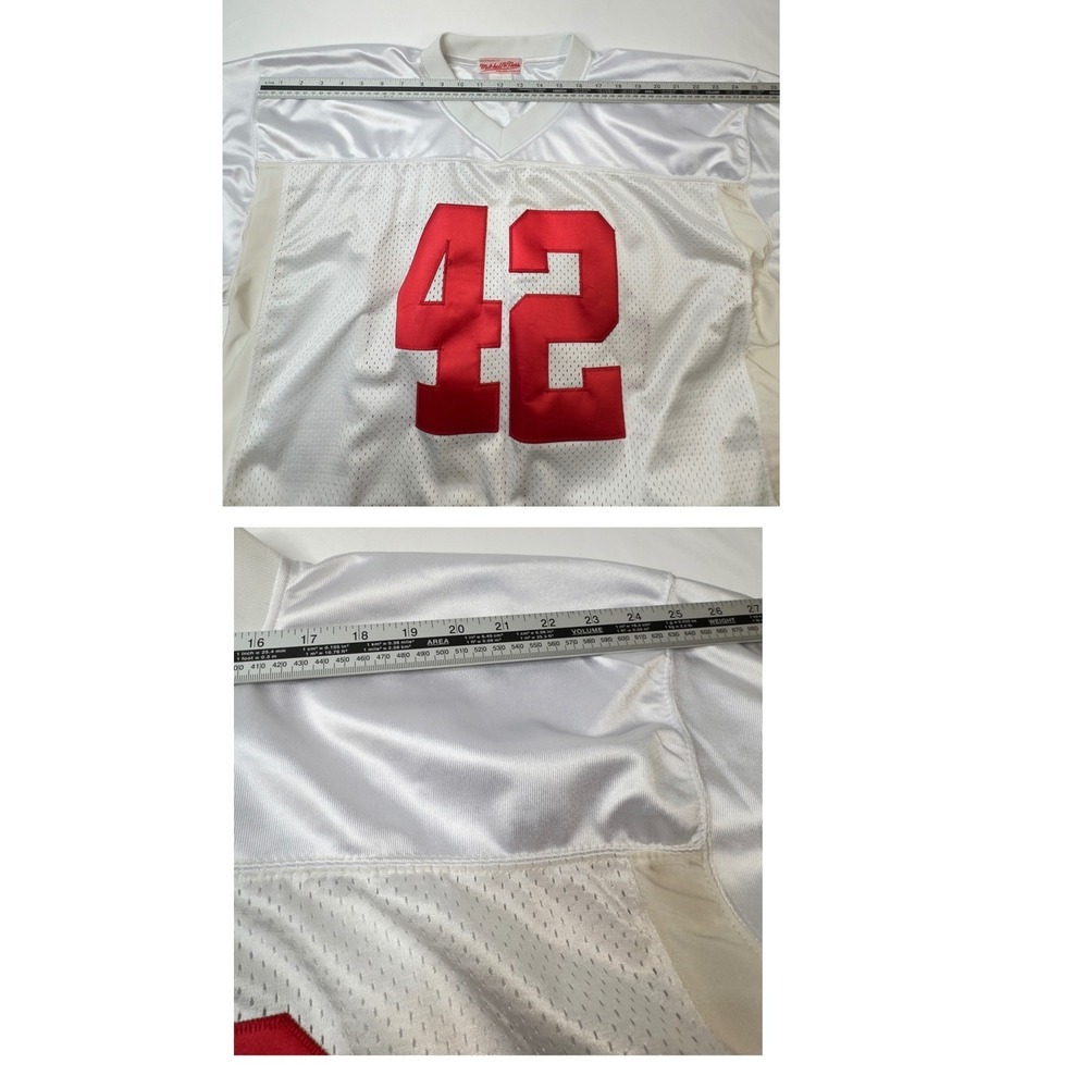 Mitchell Ness Ronnie Lott 42 San Francisco 49ers Football Jersey White Red Men - Picture 9 of 12